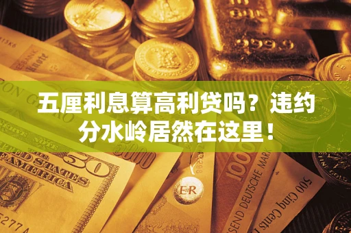 武汉五厘利息算高利贷吗？违约分水岭居然在这里！
