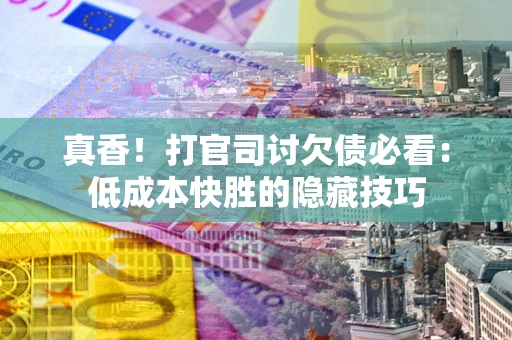 武汉真香！打官司讨欠债必看：低成本快胜的隐藏技巧